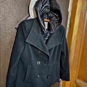 Maralyn & Me Black Pea Coat with Hood